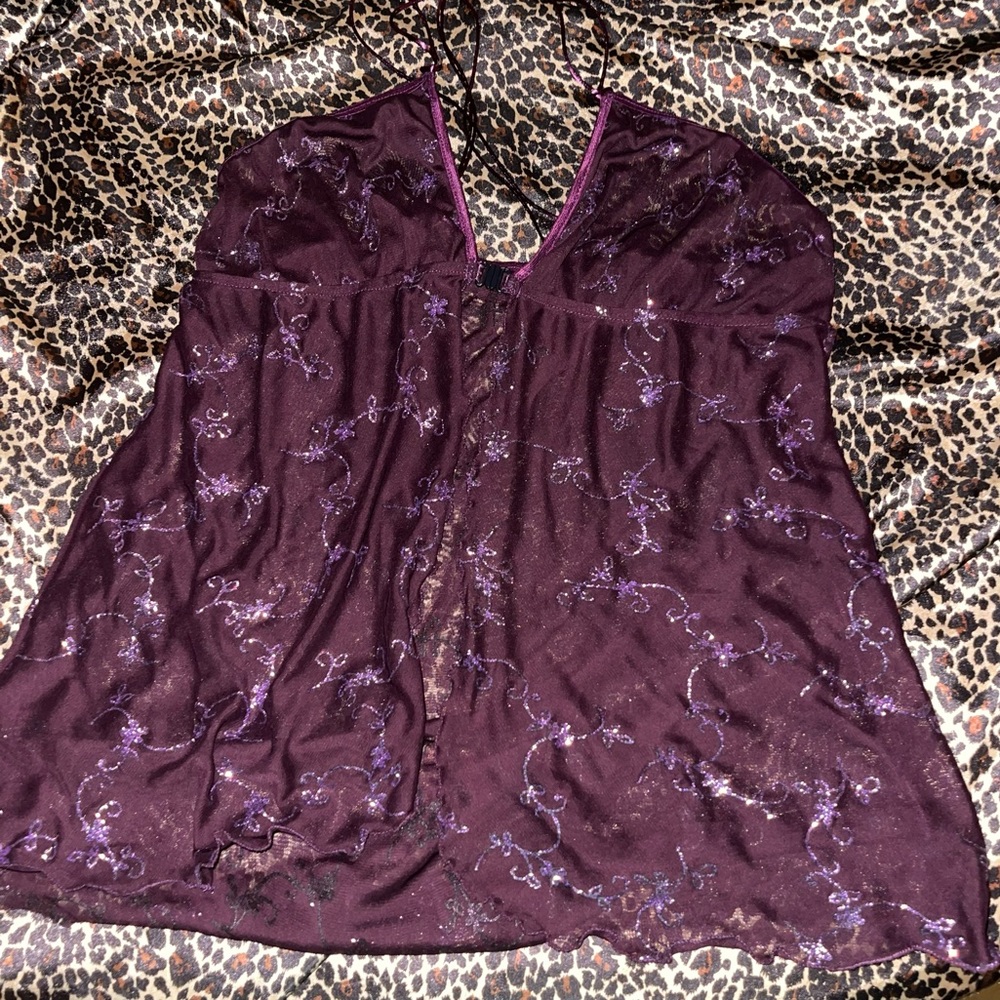 Y2k Fairy Sheer Glitter Floral Open Top
